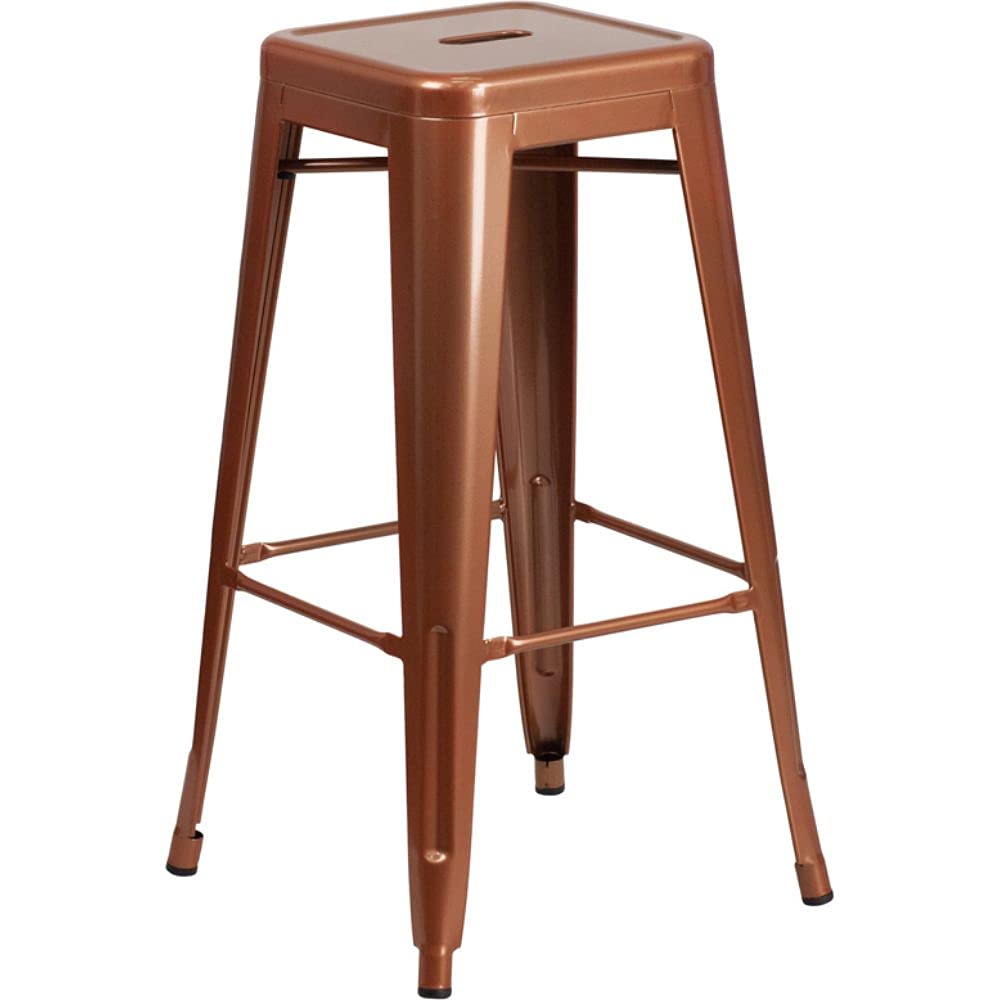 Flash Furniture Kai Commercial Grade 4 Pack 30 High Backless Copper Indoor-Outdoor Barstool