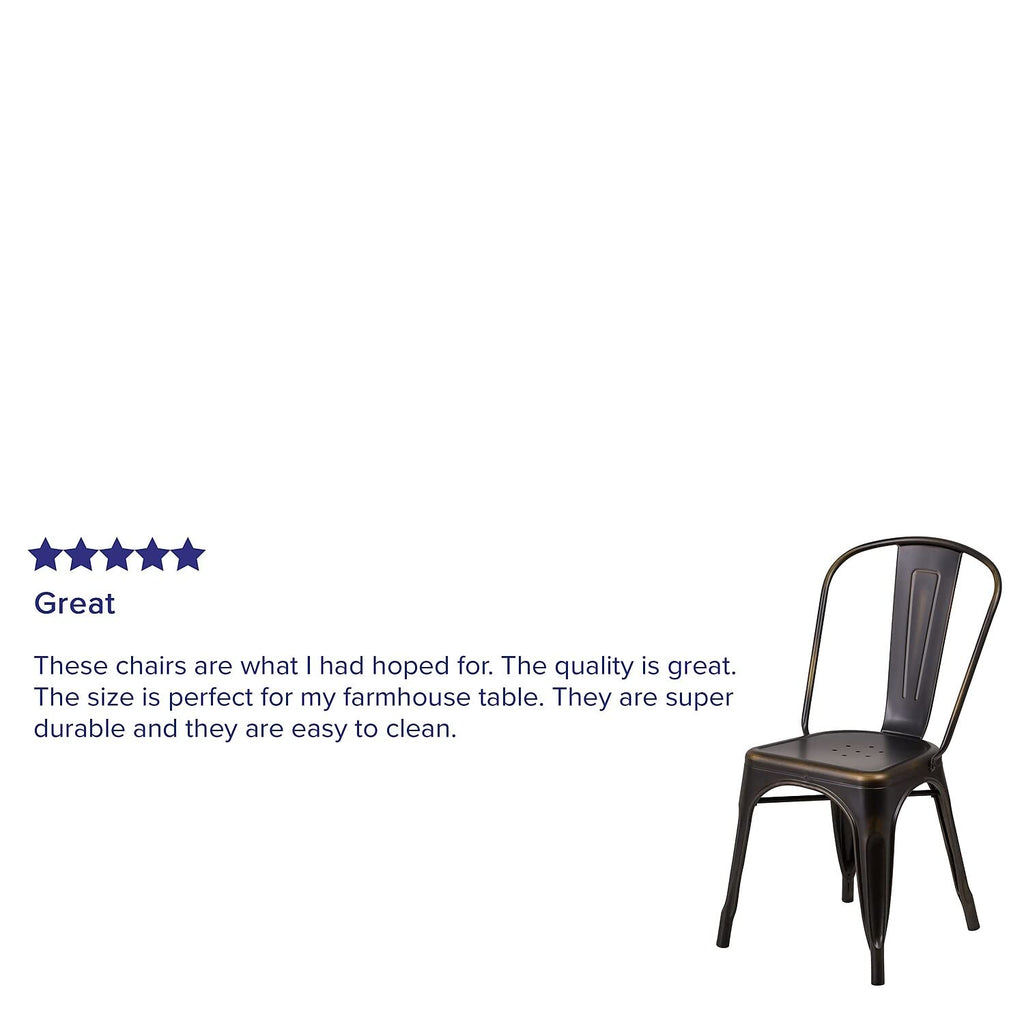 Flash Furniture Commercial Grade Distressed Copper Metal Indoor-Outdoor Stackable Chair