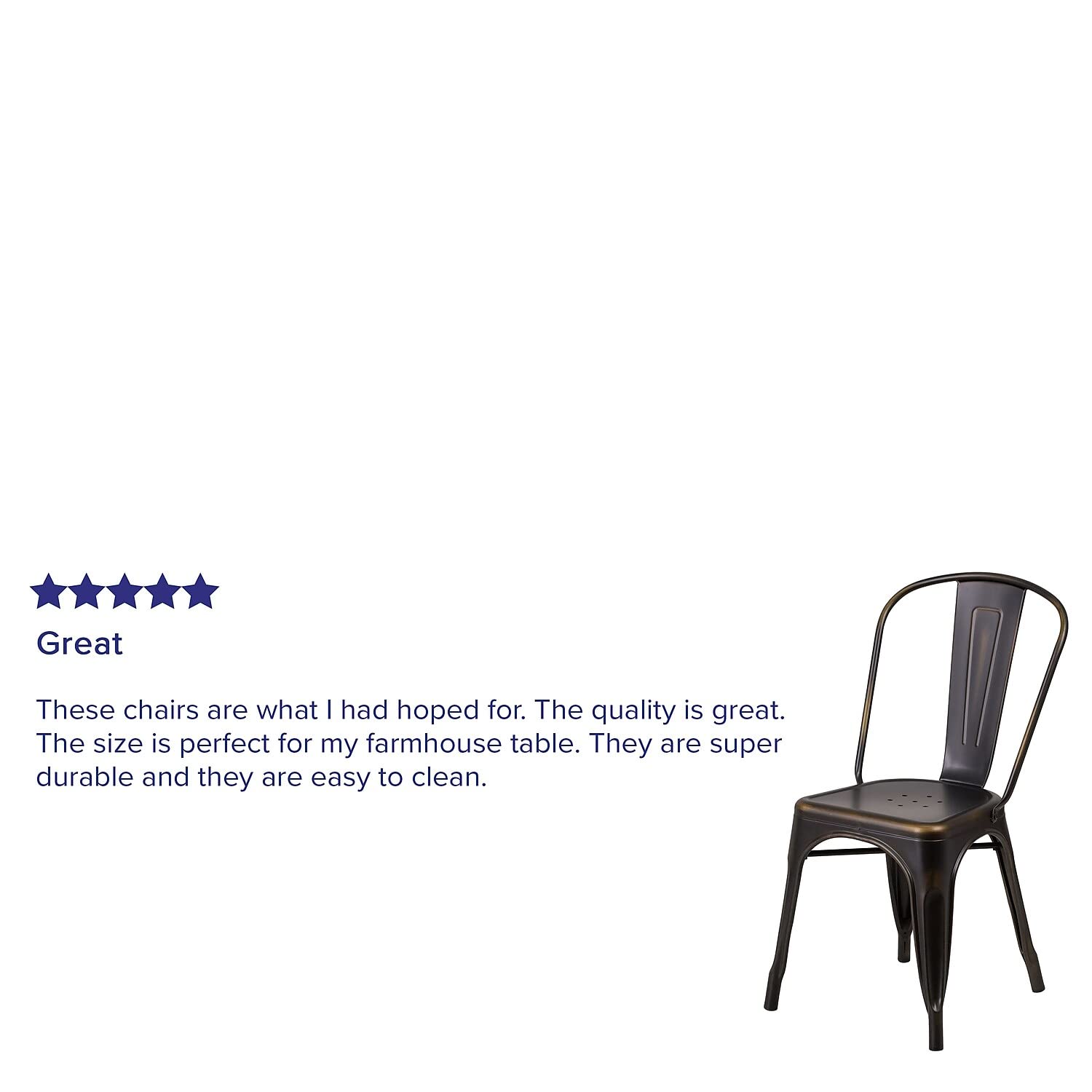 Flash Furniture Commercial Grade Distressed Copper Metal Indoor-Outdoor Stackable Chair