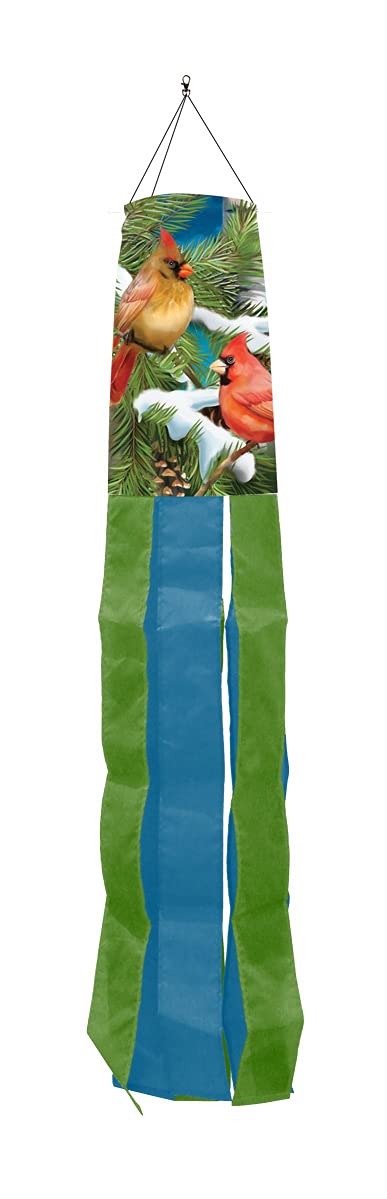 Briarwood Lane Snowy Cardinals Winter Windsock Birds Pine Cones 40' L