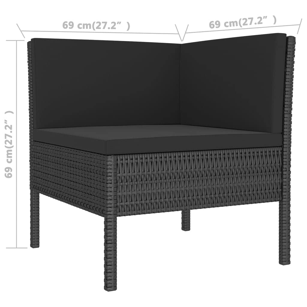 vidaXL Patio Lounge Set 9 Piece with Cushions Outdoor Garden Terrace Wooden Sofa Seating Seat Lounging Set Furniture Poly Rattan Black