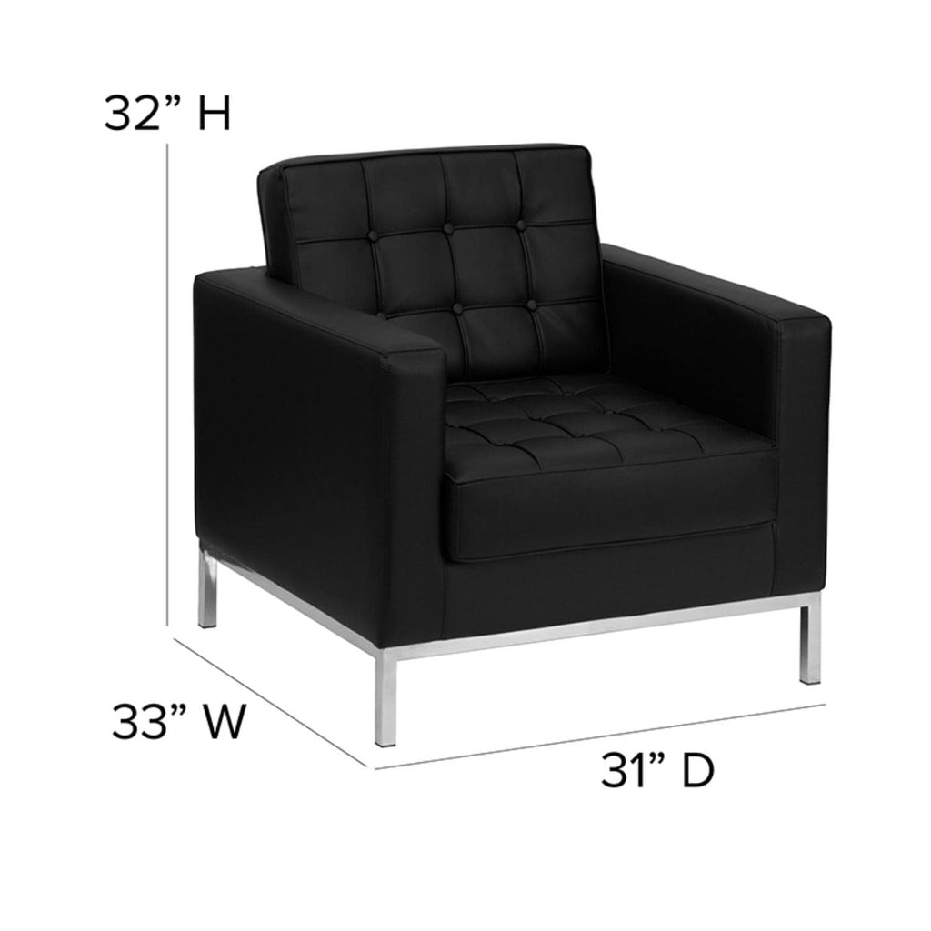 Flash Furniture HERCULES Lacey Series Contemporary Black LeatherSoft Chair with Stainless Steel Frame