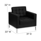 Flash Furniture HERCULES Lacey Series Contemporary Black LeatherSoft Chair with Stainless Steel Frame