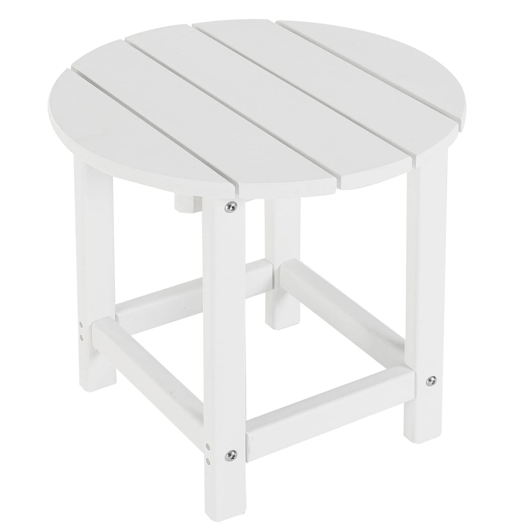 Lzrs Round Adirondack Side Table End Table, Outdoor Side Tables For Patio, Backyard,Pool, Indoor Companion, Easy Maintenance & Weather Resistant(White)