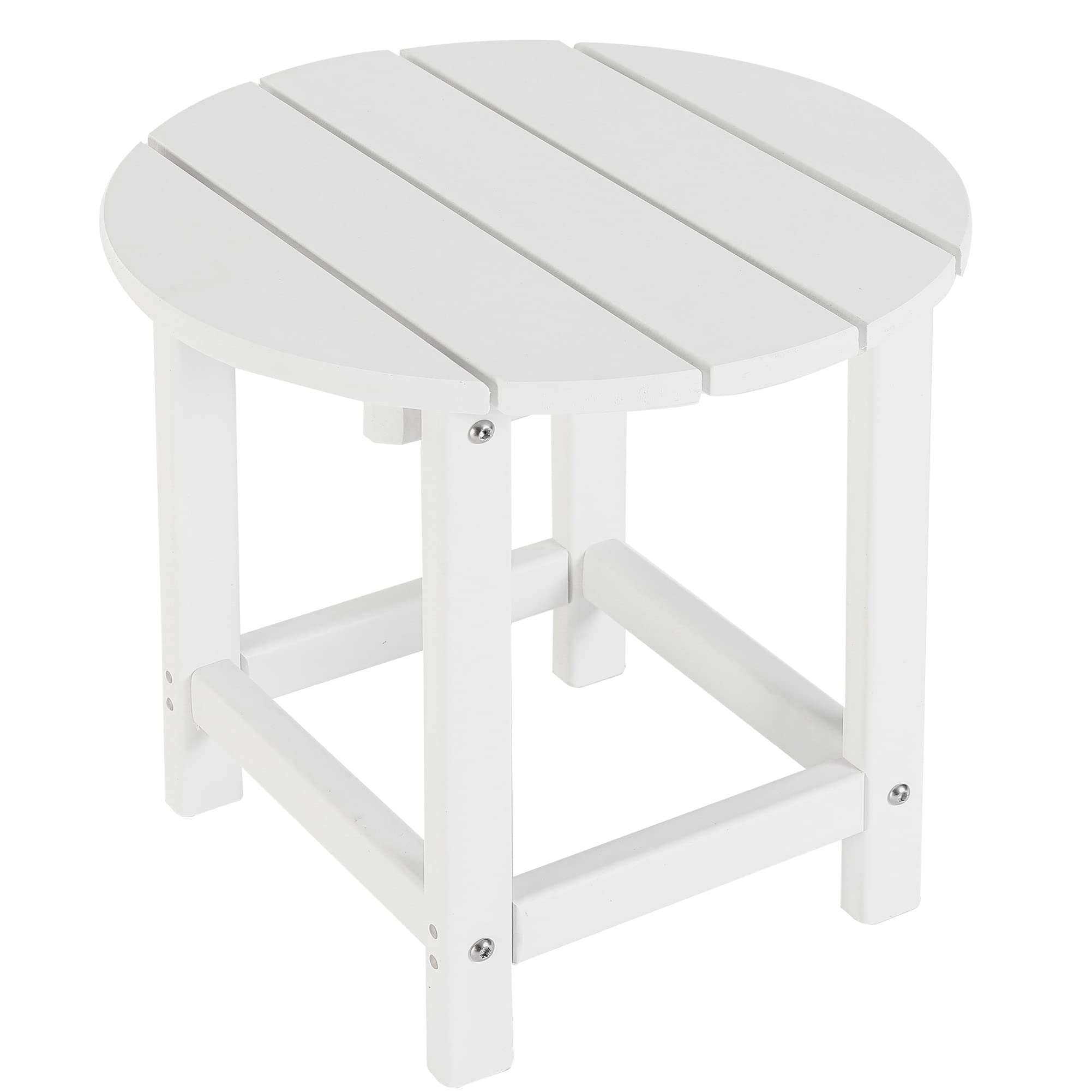 Lzrs Round Adirondack Side Table End Table, Outdoor Side Tables For Patio, Backyard,Pool, Indoor Companion, Easy Maintenance & Weather Resistant(White)