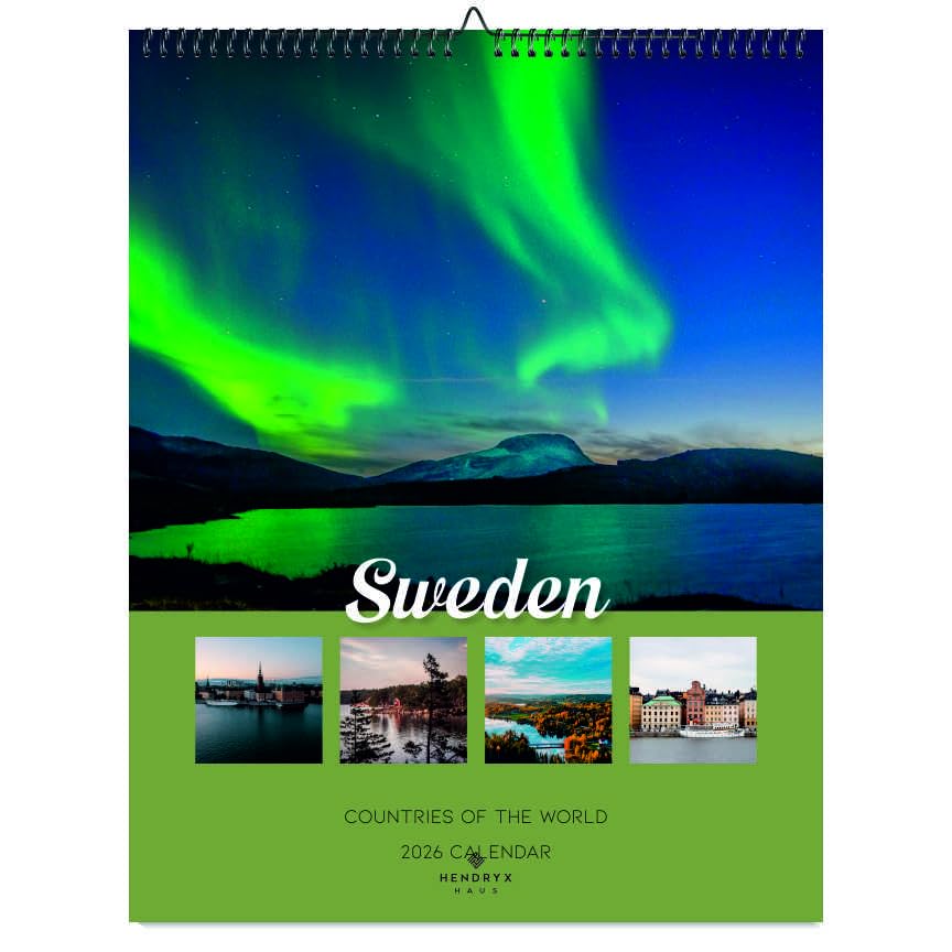 Sweden 2026 Wall Calendar - Scenic Photography, 12-Month Planner, 11x14.25 Inches, January to December - Holiday Gift Idea