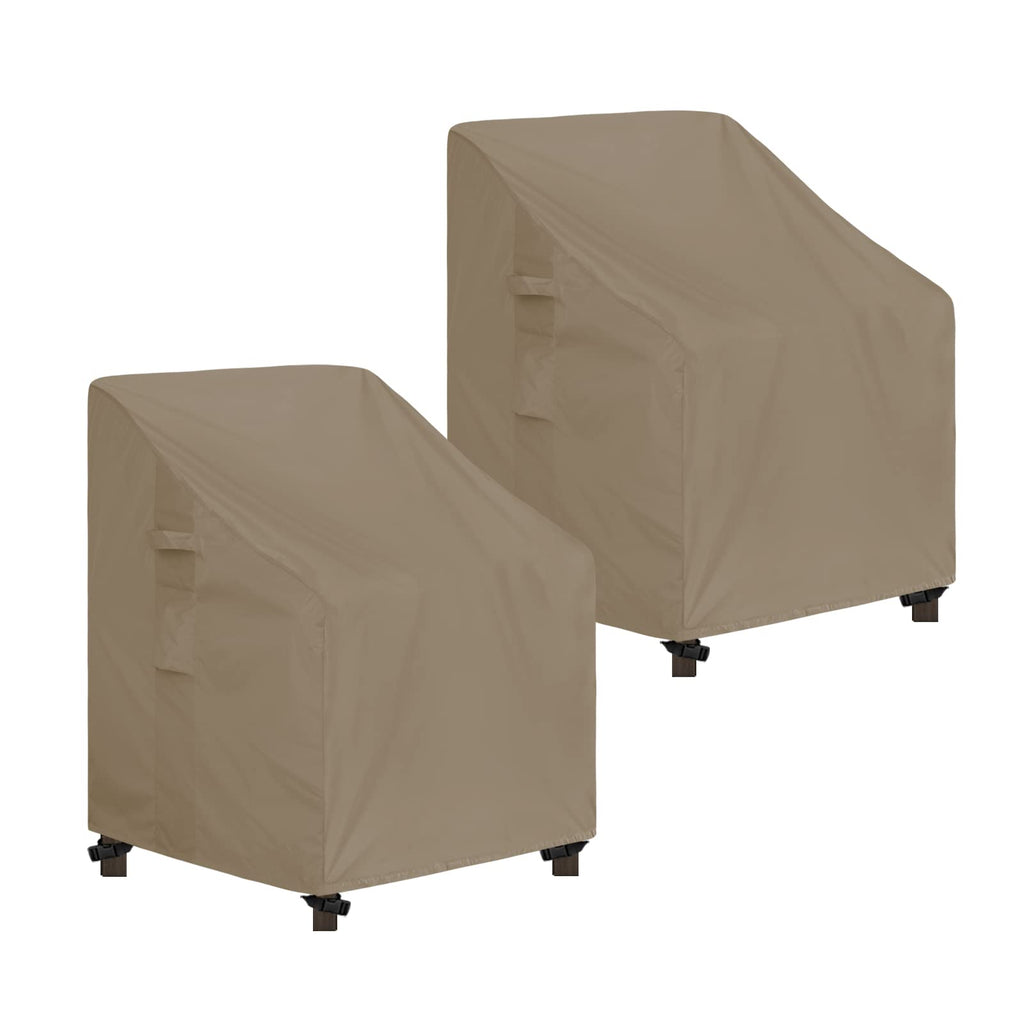 Easy-Going Outdoor High Back Chair Cover Uv Resistant Patio Chair Cover Waterproof Lawn Patio Furniture Cover With Tape Sealed Seam (2 Pack-28Wx35Dx35H Inch, Camel)