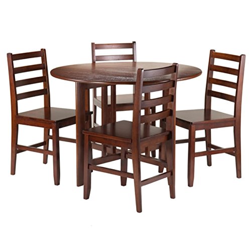 Ergode Wood Perrone High Table Set | Expandable Dining Solution | 2 Stools | Walnut Finish | Space-Saving | 160lbs Weight Limit (94565-VV)