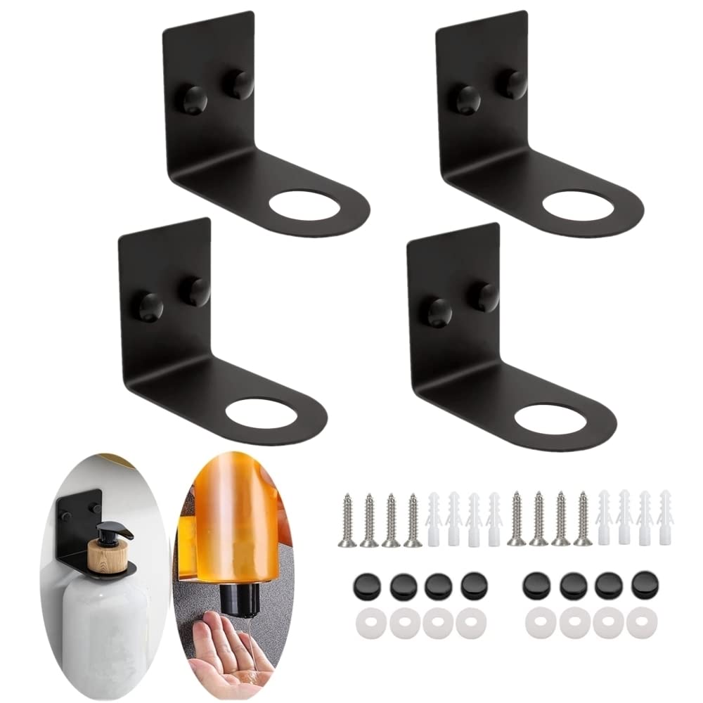 BiJun Soap Bottle Dispenser Holder Wall Mounted, Hand Pump Bottles Dispenser Stand Hanging Rack Shampoo Standing Shelf Storage H