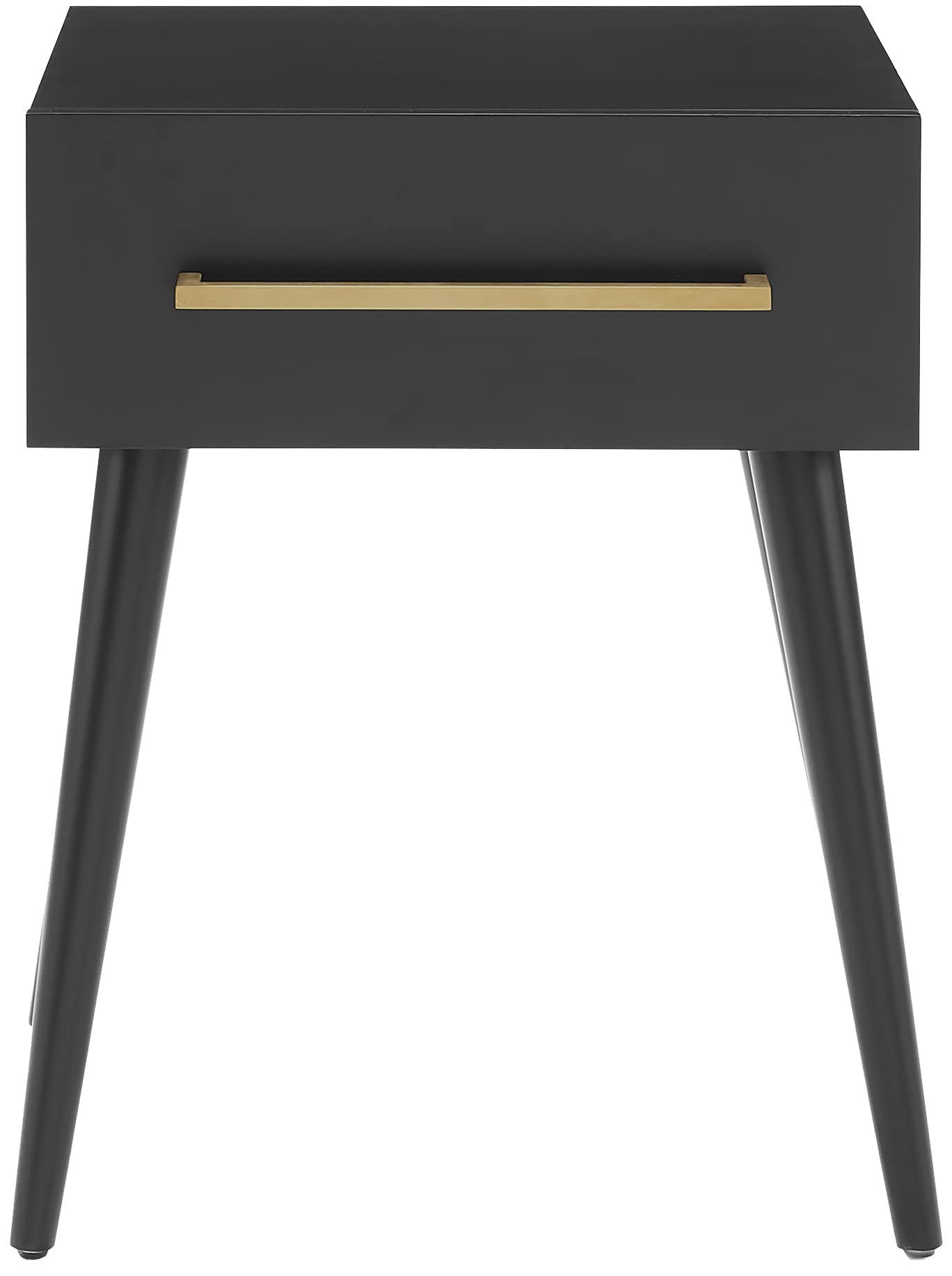 Crosley Furniture Everett Small Side End Table with Storage Drawer for Living Room, Matte Black