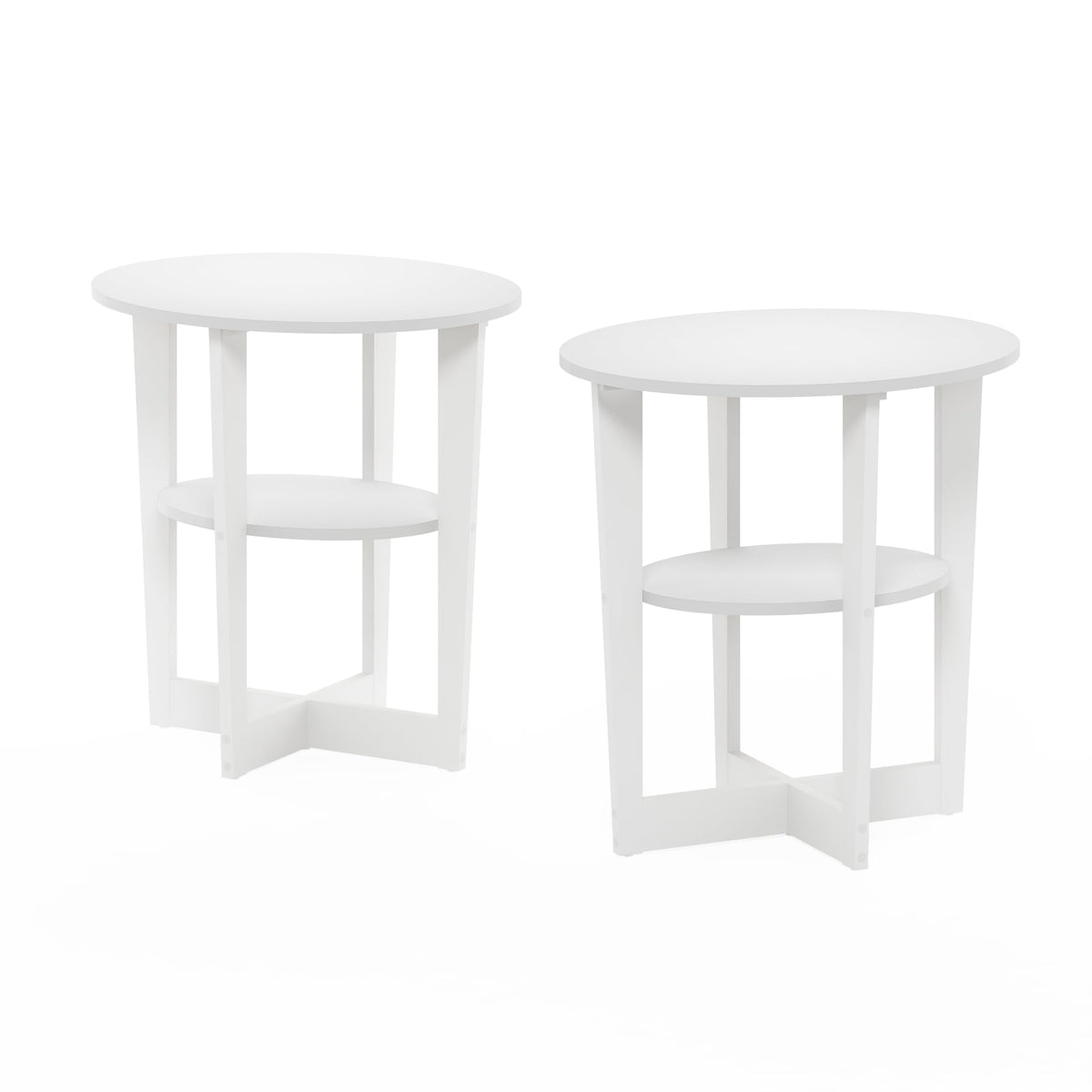 Furinno Jaya Oval End Table, 2-Pack, White