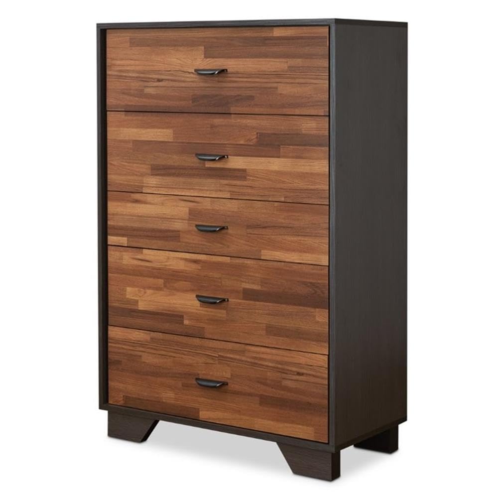 Acme Eloy Wooden Rectangular Chest with 5 Storage Drawers in Walnut and Espresso