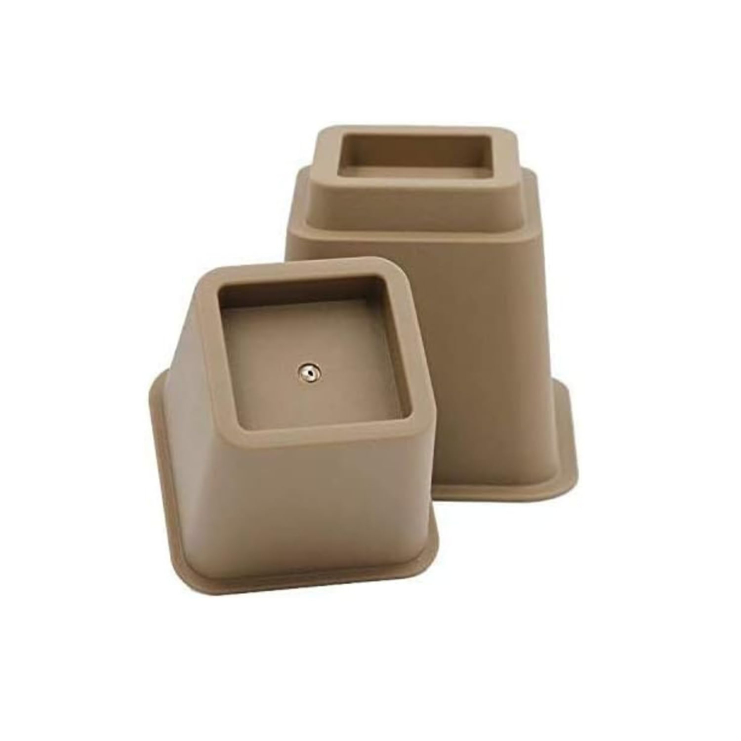 HomeRoots Adjustable Bed Risers and Furniture Risers, Heavy Duty Plastic Table Risers 3', 5' or 8' Furniture Riser for Bed and Sofa | Holds up to 1300LB Weight | Brown Color | Set of 4 Desk Risers