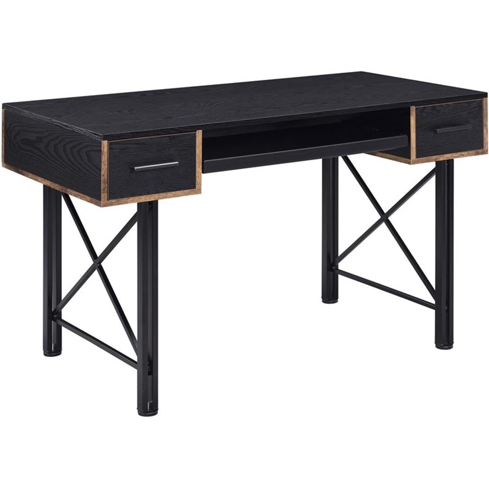 Acme Settea Wooden Top Computer Desk with 2 Drawers and Keyboard Tray in Black