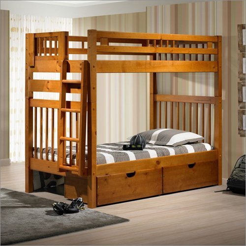 Donco Kids 200-Ttsh Tall Mission Stairway Bunk Bed, Twin/Twin, Honey