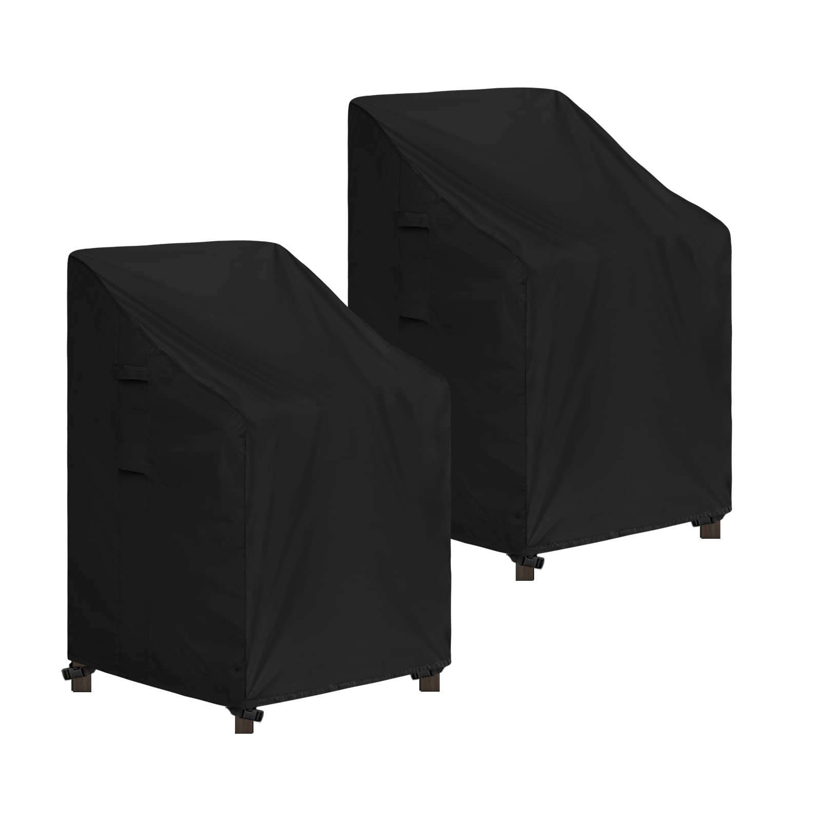Easy-Going Stackable Patio Chair Cover Uv Resistant Outdoor Chair Cover Waterproof Lawn Patio Furniture Covers Fits For 4-6 Stackable Dining Chairs (2 Pack-28Wx36Dx47H Inch, Black)