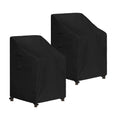 Easy-Going Stackable Patio Chair Cover Uv Resistant Outdoor Chair Cover Waterproof Lawn Patio Furniture Covers Fits For 4-6 Stackable Dining Chairs (2 Pack-28Wx36Dx47H Inch, Black)