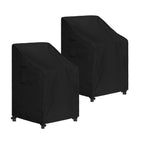 Easy-Going Stackable Patio Chair Cover Uv Resistant Outdoor Chair Cover Waterproof Lawn Patio Furniture Covers Fits For 4-6 Stackable Dining Chairs (2 Pack-28Wx36Dx47H Inch, Black)