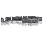 vidaXL 11-Piece Modern Patio Lounge Set – White Steel Frame, Woven Fabric, Flexible Modular Design, Comfortable Seating with Cushions