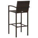 vidaXL Modern Outdoor Indoor Bar Stool Set, Poly Rattan, Weather-Resistant, UV-Resistant, Easy-to-Clean - 2 pcs - Brown