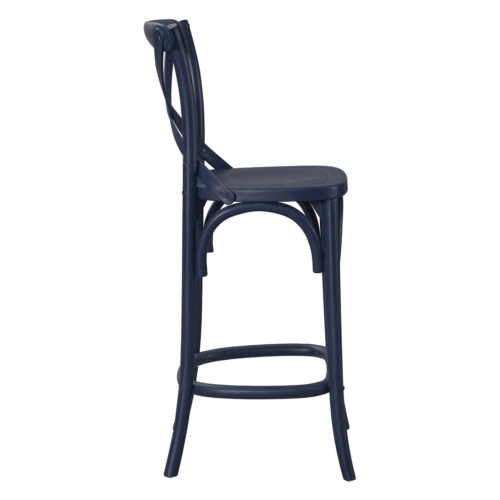 Modway Gear X-Back Wood Counter Bar Stool In Midnight Blue