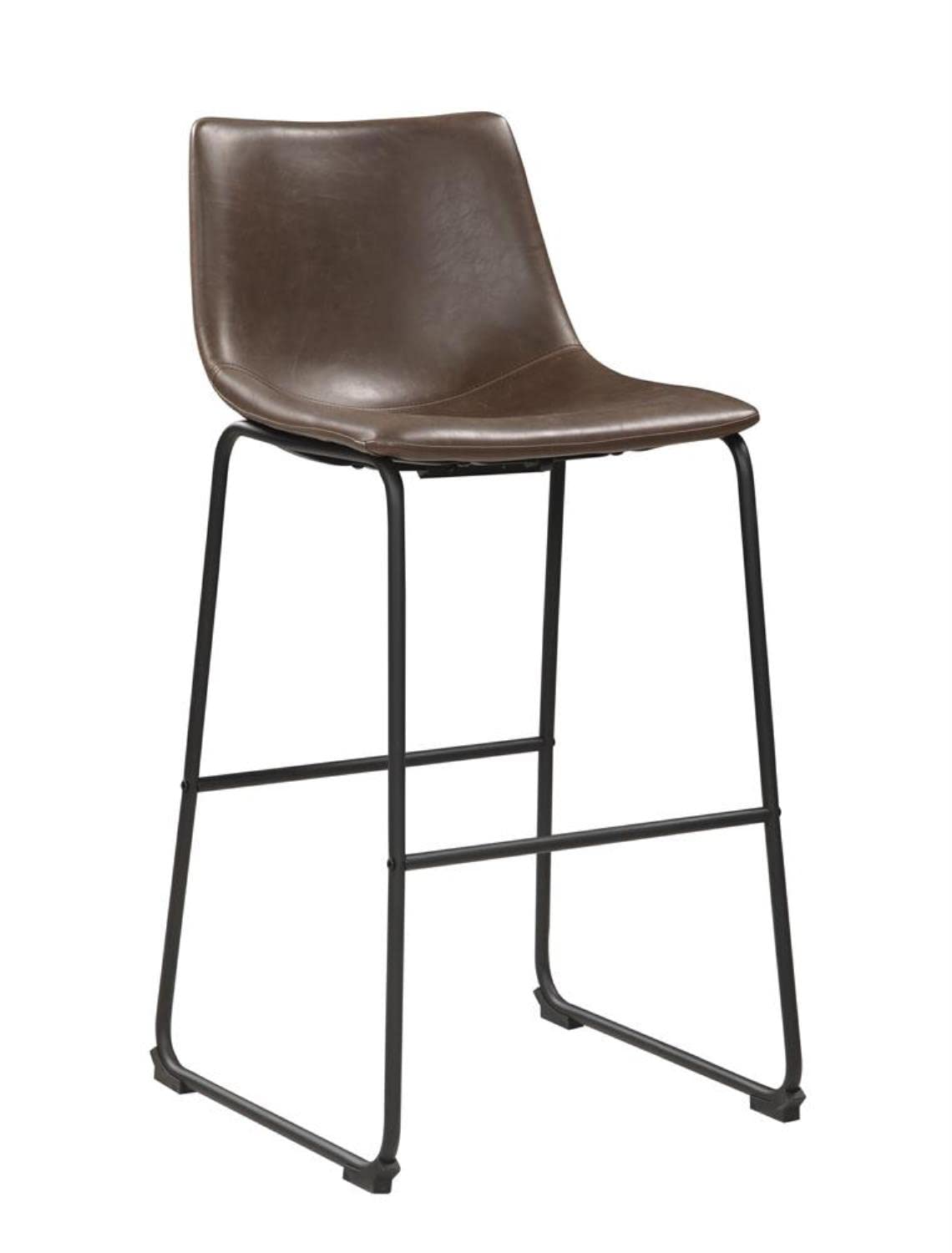 Coaster Home Furnishings 29-Inch Industrial Mid-Back Pub Height Chair Bar Stool Barstool PU Leather Seat with Metal Frame, Set of 2, Brown