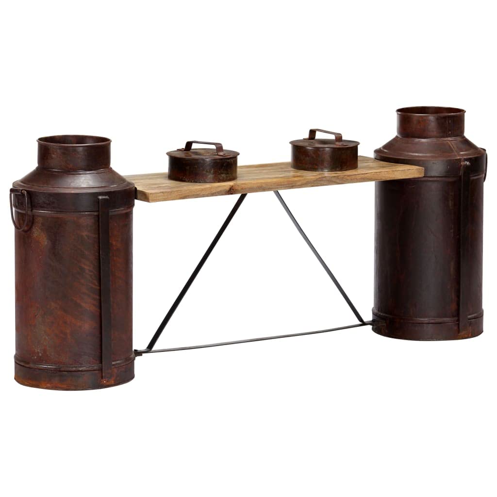 vidaXL Milk Bottle Design Bench - Solid Mango Wood Construction, Polished & Lacquered, Fully Assembled - 59.1&quot;x13&quot;x25.2&quot; - Whimsical, Industrial-Inspired Furniture