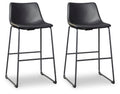 Signature Design By Ashley Centiar Modern Faux Leather Pub Height Bucket Seat Barstool, 30' Seat Height, Set Of 2, Black