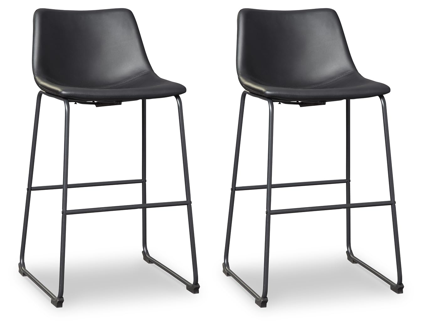 Signature Design By Ashley Centiar Modern Faux Leather Pub Height Bucket Seat Barstool, 30' Seat Height, Set Of 2, Black