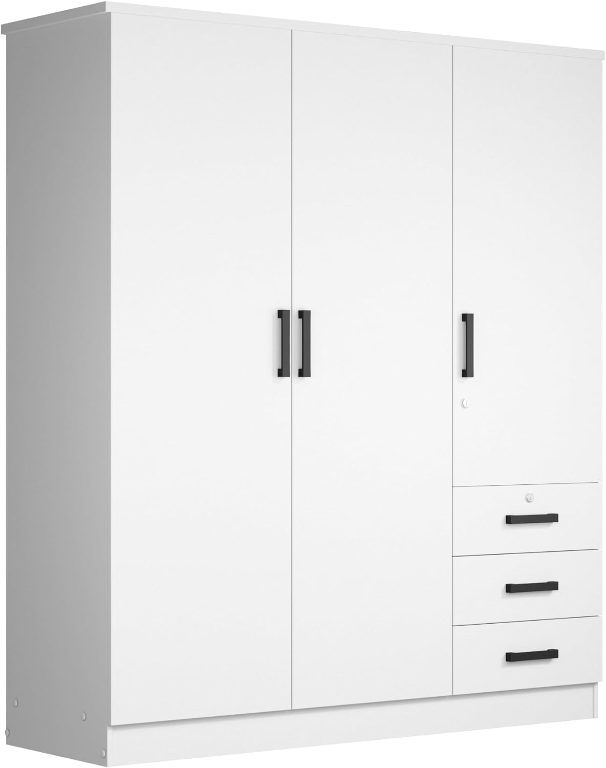Violet Wardrobe Closet 3 Doors and 3 Drawers (White)