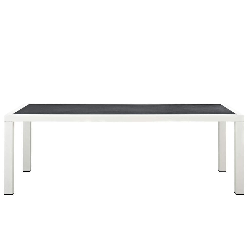 Modway Stance 91" Outdoor Patio Modern Spray Stone Glass Aluminum Dining Table in White Gray