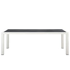 Modway Stance 91" Outdoor Patio Modern Spray Stone Glass Aluminum Dining Table in White Gray