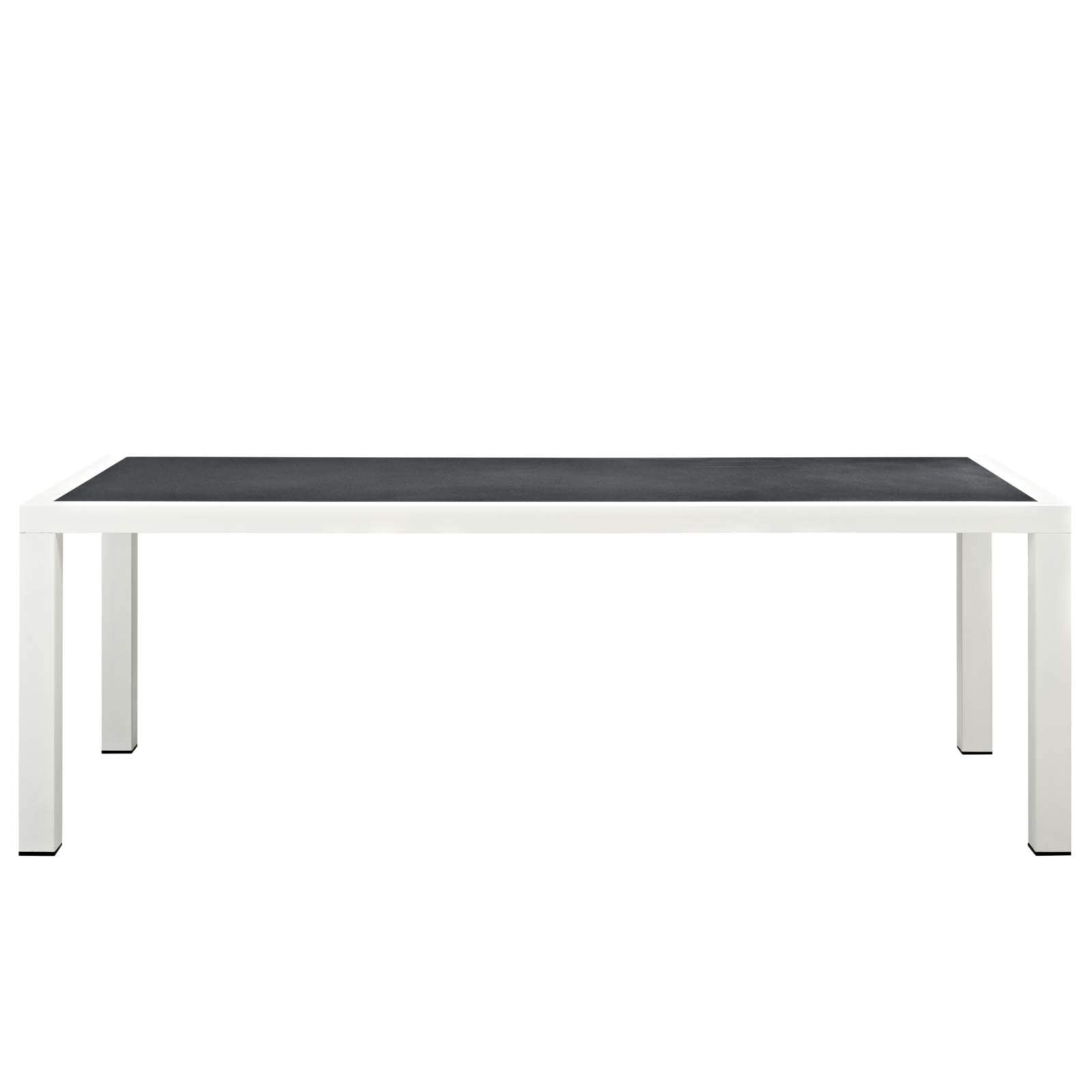 Modway Stance 91" Outdoor Patio Modern Spray Stone Glass Aluminum Dining Table in White Gray