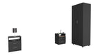 Louise 3-Piece Bedroom Set with Armoire and 2 Nightstands, Black