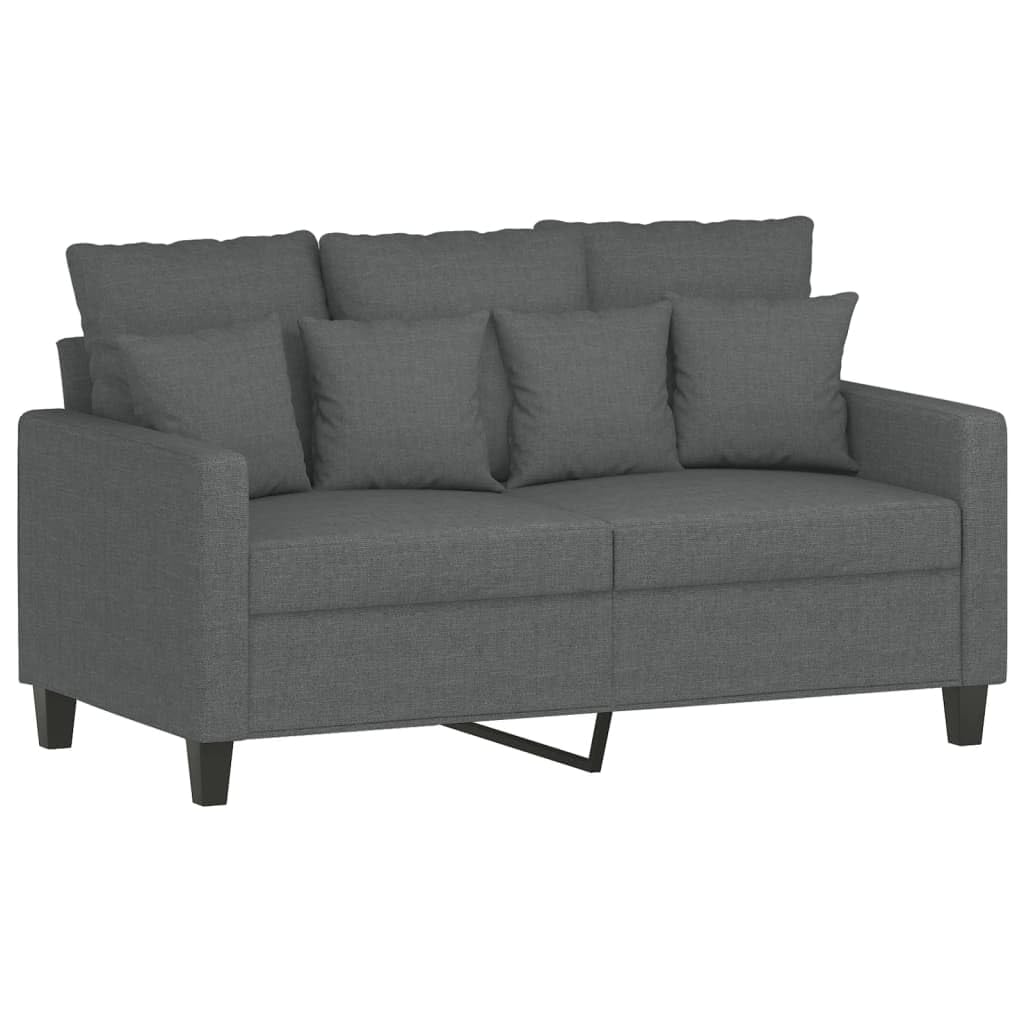 vidaXL 3-Piece Sofa Set with Pillows - Dark Gray Fabric, Plywood and Metal Frame, Comfortable Seating with Padded Seats & Backrest, Ideal for Living Room