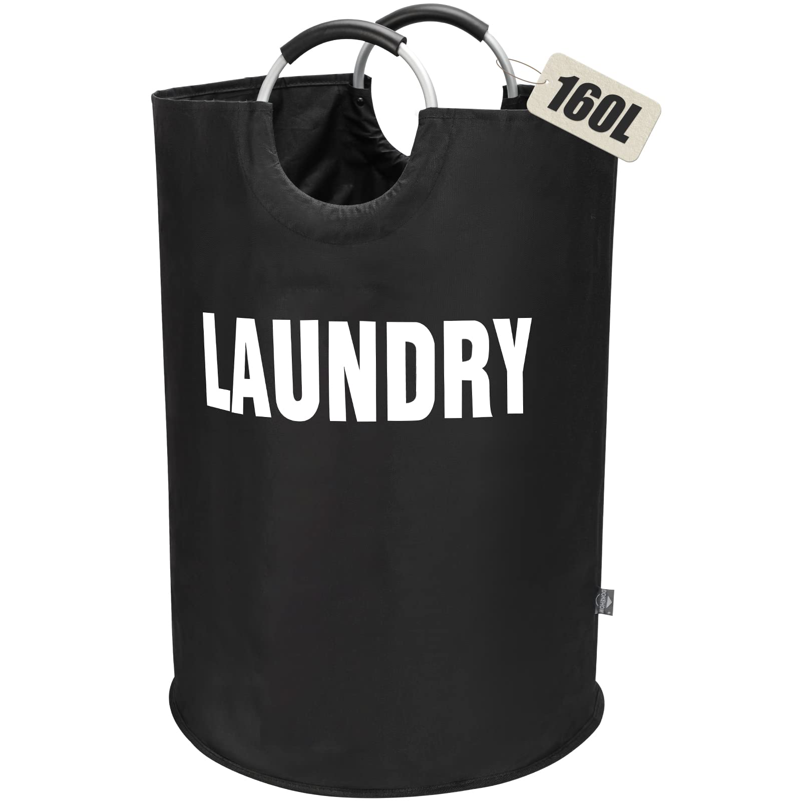 DOKEHOM 160L XX-Large Laundry Basket (7 colors), collapsible Laundry Bag, Foldable Laundry Hamper, Folding Washing Bin (Black, X