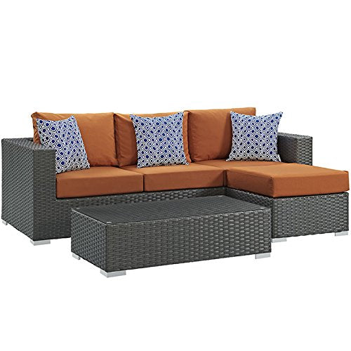 Modway Zephyr 3 Piece Outdoor Patio Sunbrella Sectional Set Wl-02664-Mw