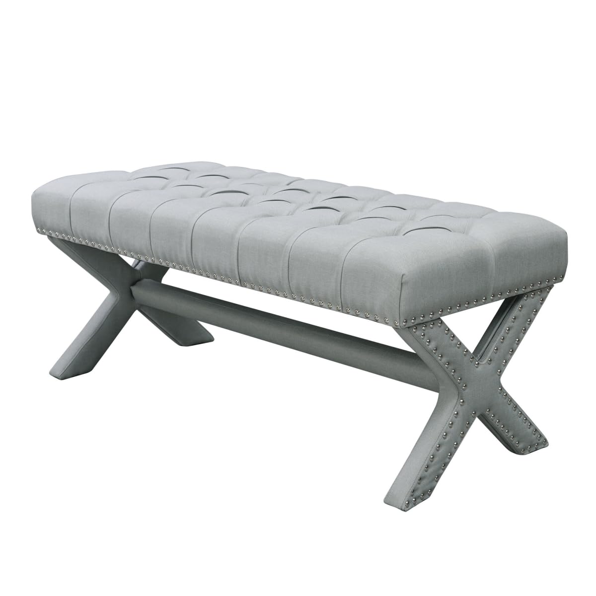 HomeRoots 490912 20 in. Upholstery Bedroom Bench Light Gray