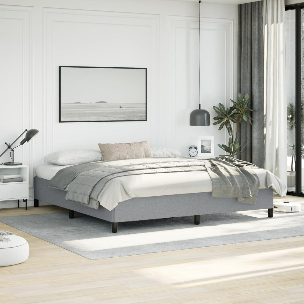 Vidaxl Bed Frame Light Gray 76''X79.9'' King Fabric