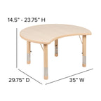 Flash Furniture Wren 25.125"W x 35.5"L Crescent Natural Plastic Height Adjustable Activity Table