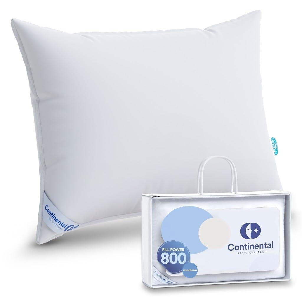 Continental Bedding 100% Luxury Down Pillow - Siberian 800 Fp Medium Support King Size - Pack Of 1 - Family Crafted In Ny - Desi