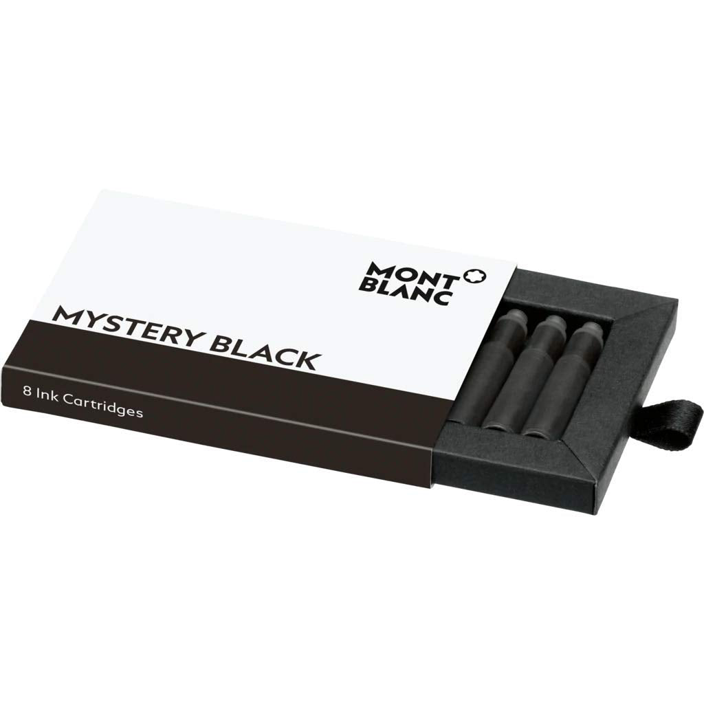 Montblanc Ink Cartridges Mystery Black 105191 - Short International Standard Fountain Pen Refills In Black - 8 Pen Cartridges