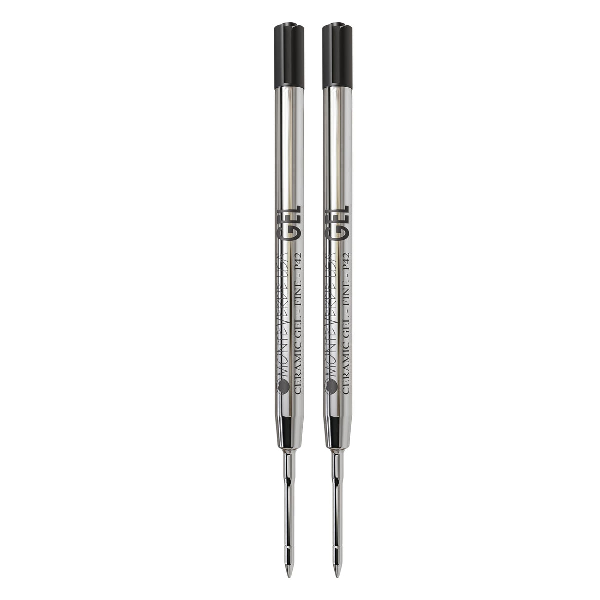 Monteverde Capless Gel Ballpoint Refill To Fit Parker Ballpoint Pens, Fine Point, Black, 2 Per Pack (P422Bk)