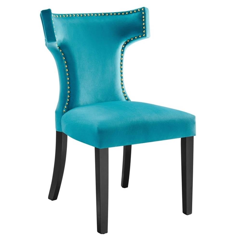 Modway EEI-5008-BLU Curve Performance Velvet Dining Chairs - Set of 2, Blue
