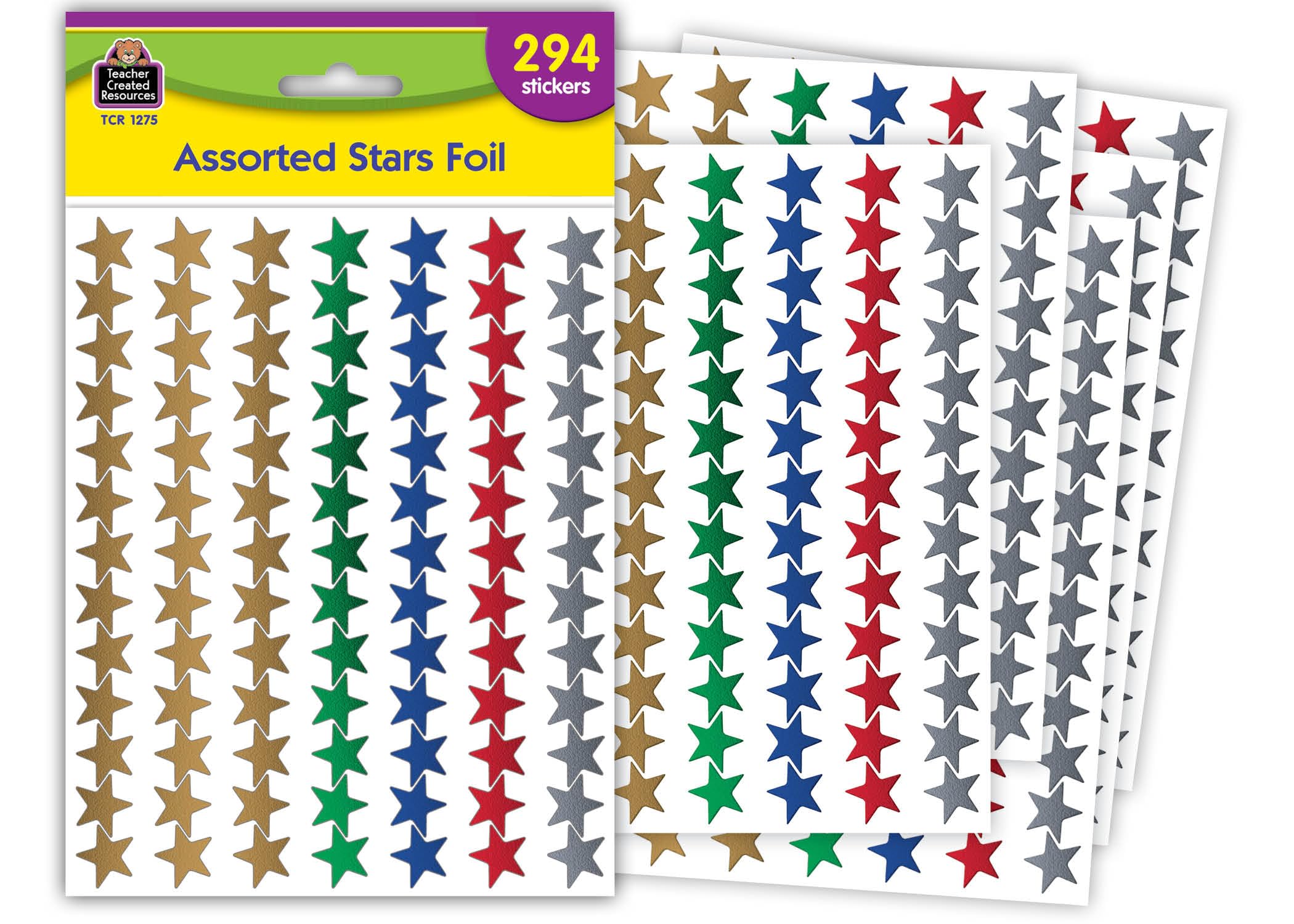 Teacher Created Resources Assorted Stars Foil Stickers, Multi Color (1275)