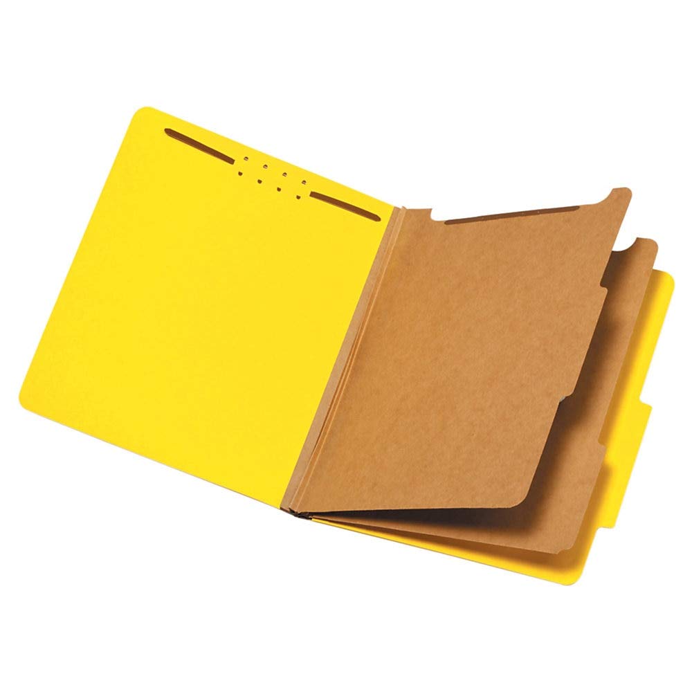 Pendaflex Classification Folders, 2 Dividers, 2' Fasteners, Letter Size, Yellow, 10/Box (24134P)
