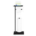 Black Toilet Paper Holder Stand Free Standing Toilet Paper Holder with Shelf Toilet Paper Storage Holder with Reserve for Bathro
