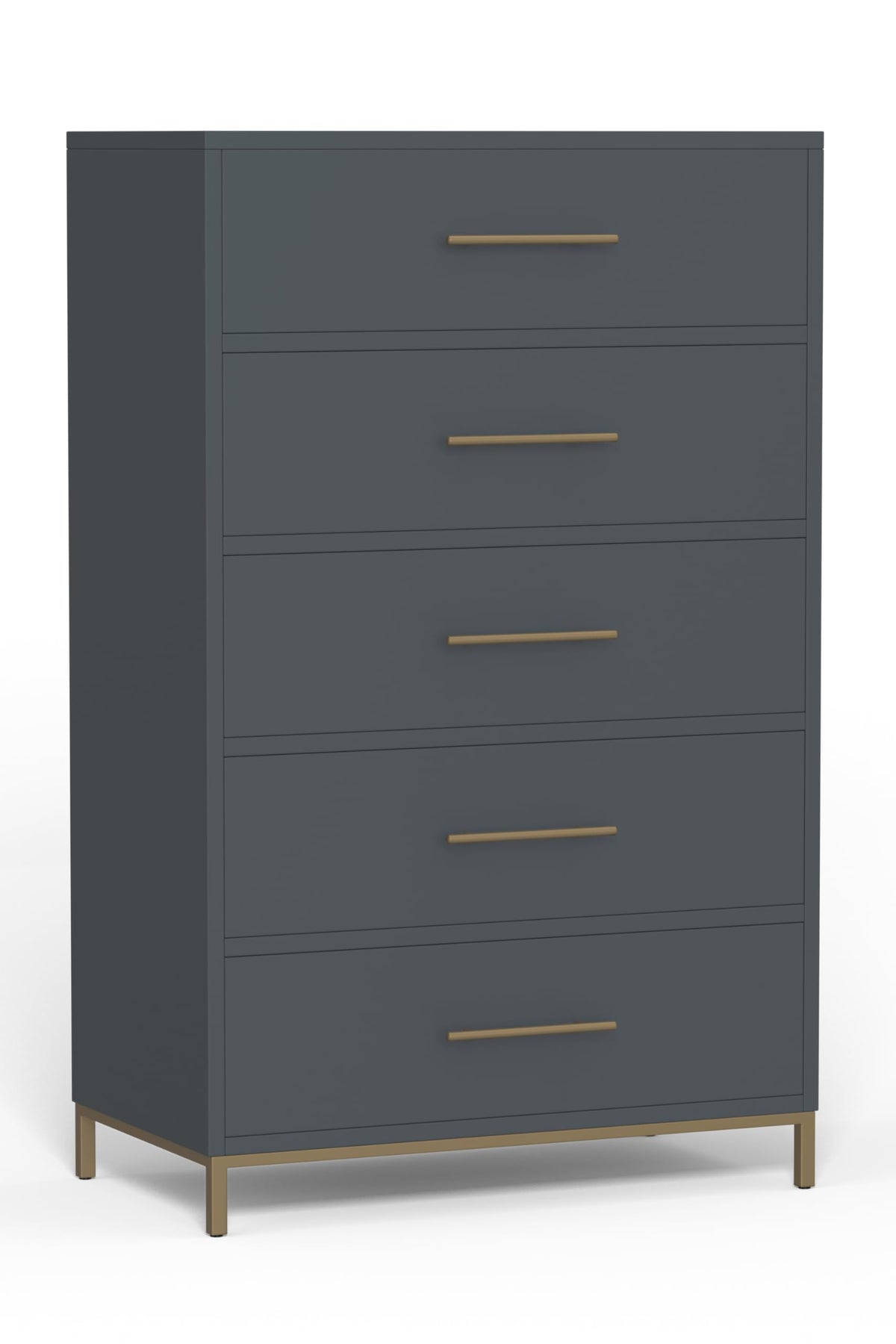 Alpine Furniture Madelyn 5-Drawer Mahogany And Veneer Chest, Slate Gray