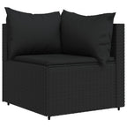 vidaXL Black PE Rattan Patio Lounge Set - Outdoor Furniture with Weather-Resistant Cushions and Tempered Glass Tabletop - Includes Corner Sofa, Cushion and Coffee Table