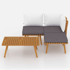 vidaXL Patio Lounge Set 4 Piece, Sectional Sofa for Outdoor Backyard, Couch with Cushions, Patio Furniture Set with Table, Solid Wood Acacia